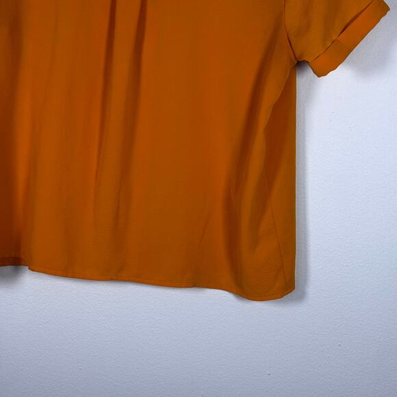 Pink Rose Orange Button Up Blouse Women's Shirt Size Small Pre-Loved - Picture 11 of 12